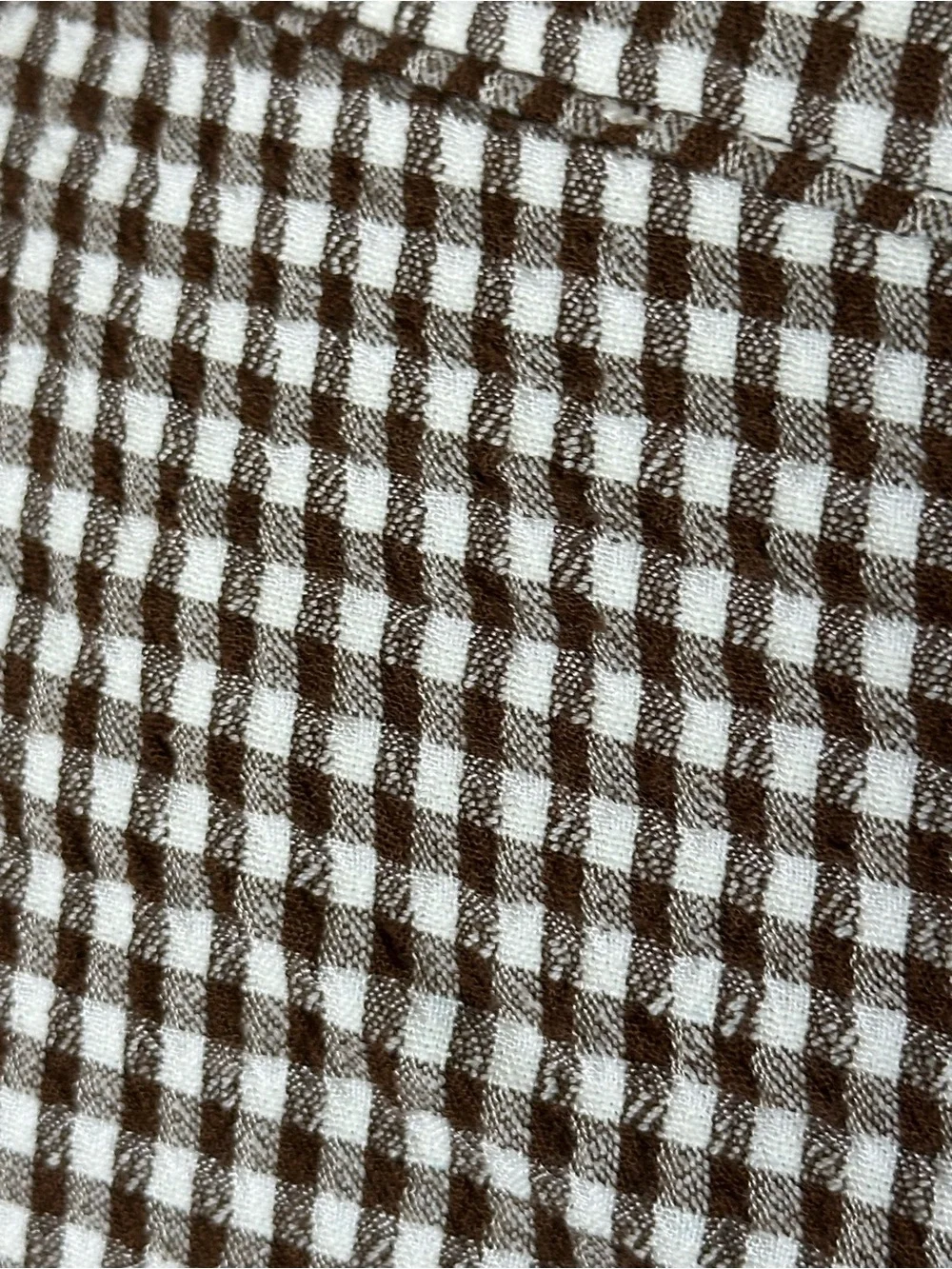 Jane and Delancey Brown and White Gingham Button-Down Top